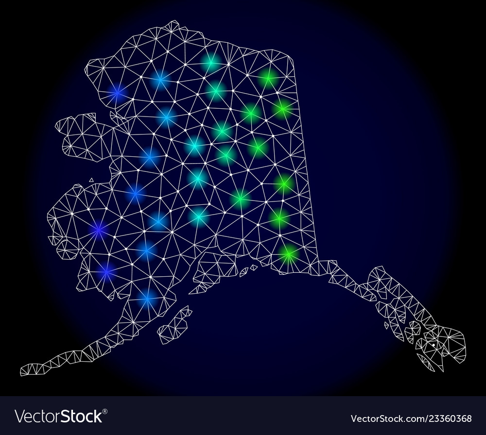 Polygonal Wire Frame Mesh Map Alaska Royalty Free Vector