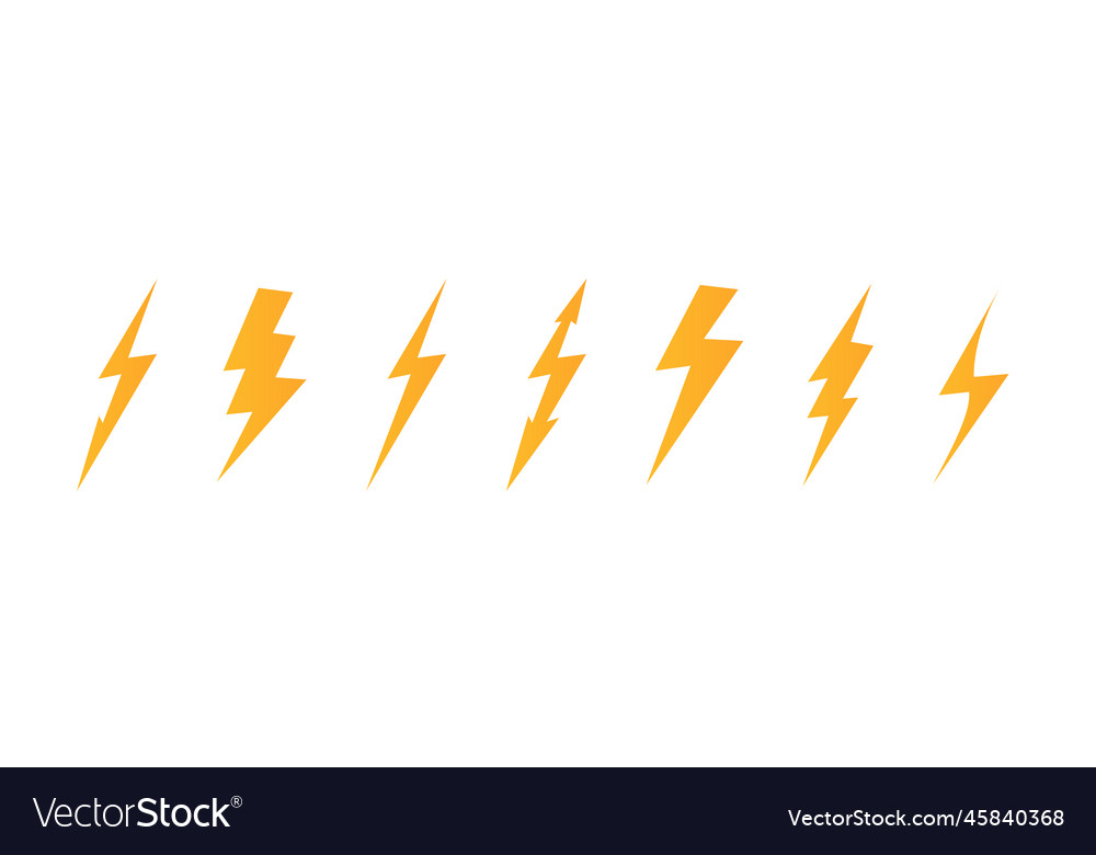 Set lightning bolt thunderbolt lightning strike Vector Image