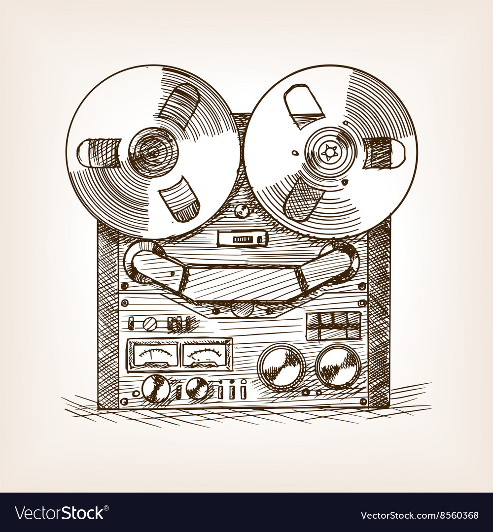 Premium Vector  Retro cassette tape recorder isolated on white background  hand drawn illustration in doodle style