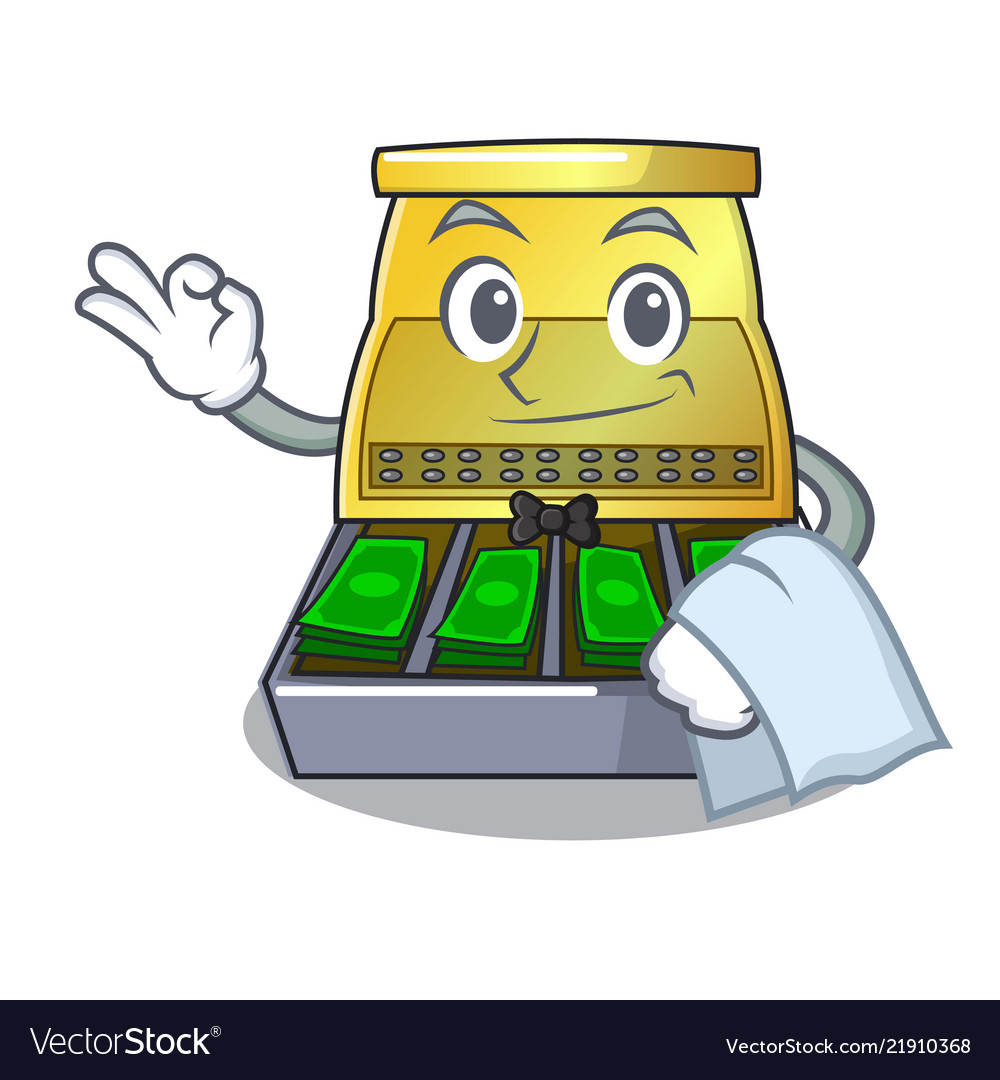 Waiter cash register with lcd display cartoon Vector Image