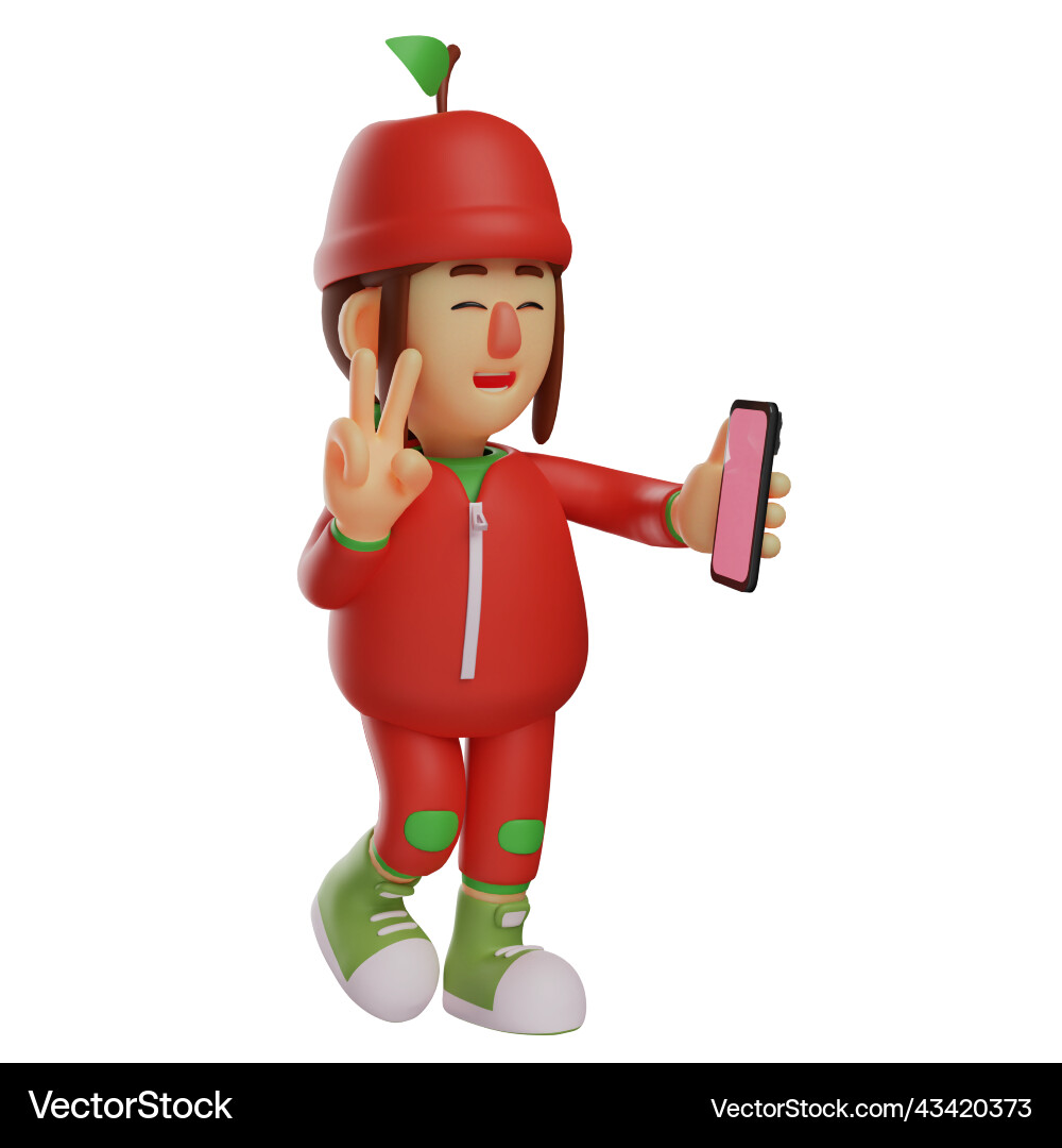 3d fruit girl cartoon character making Royalty Free Vector