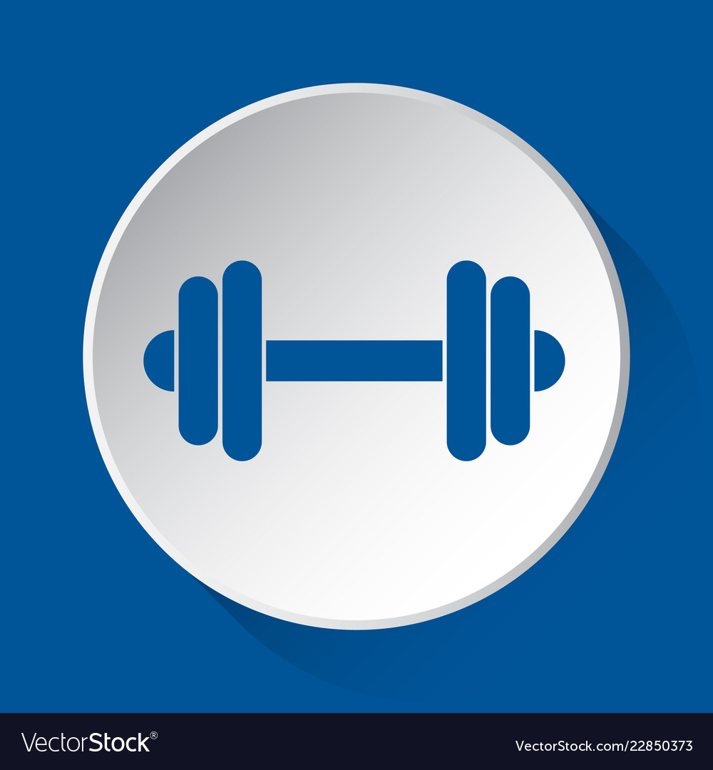 Dumbbell - simple blue icon on white button Vector Image Dumbbell - simple blue icon on white button vector image on VectorStock