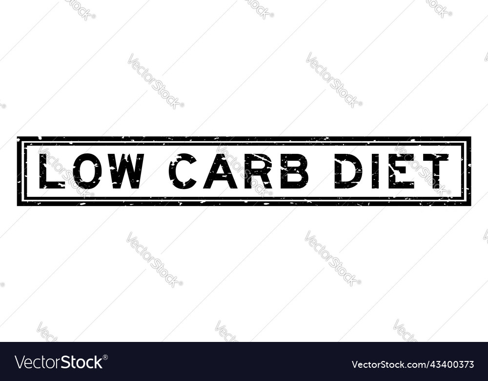 Grunge black low carb diet word square rubber Vector Image