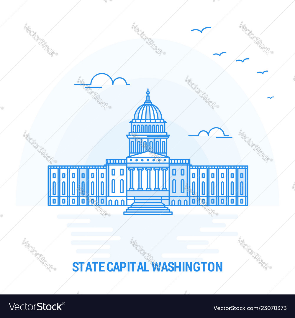 State capital washington blue landmark creative Vector Image