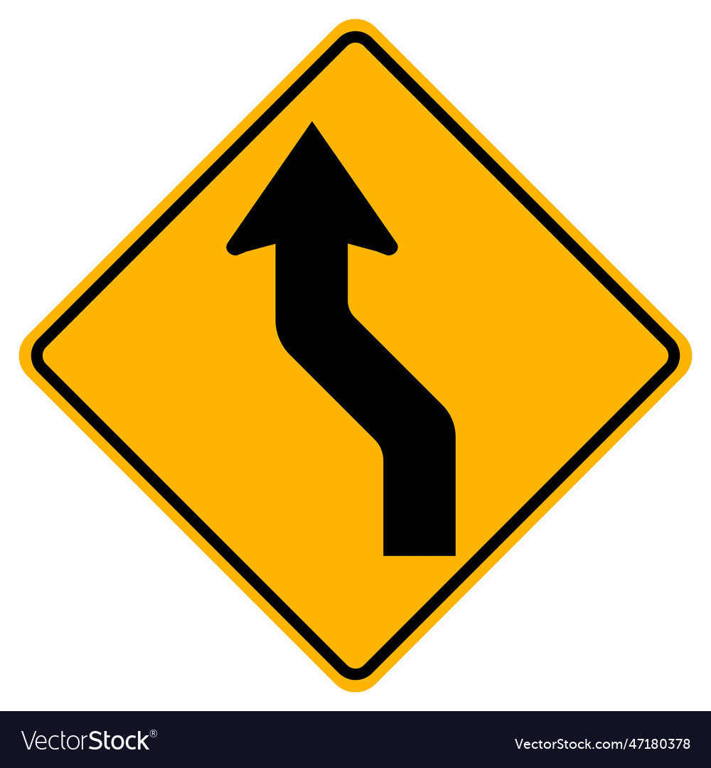 Curved left traffic road symbol sign isolate Vector Image