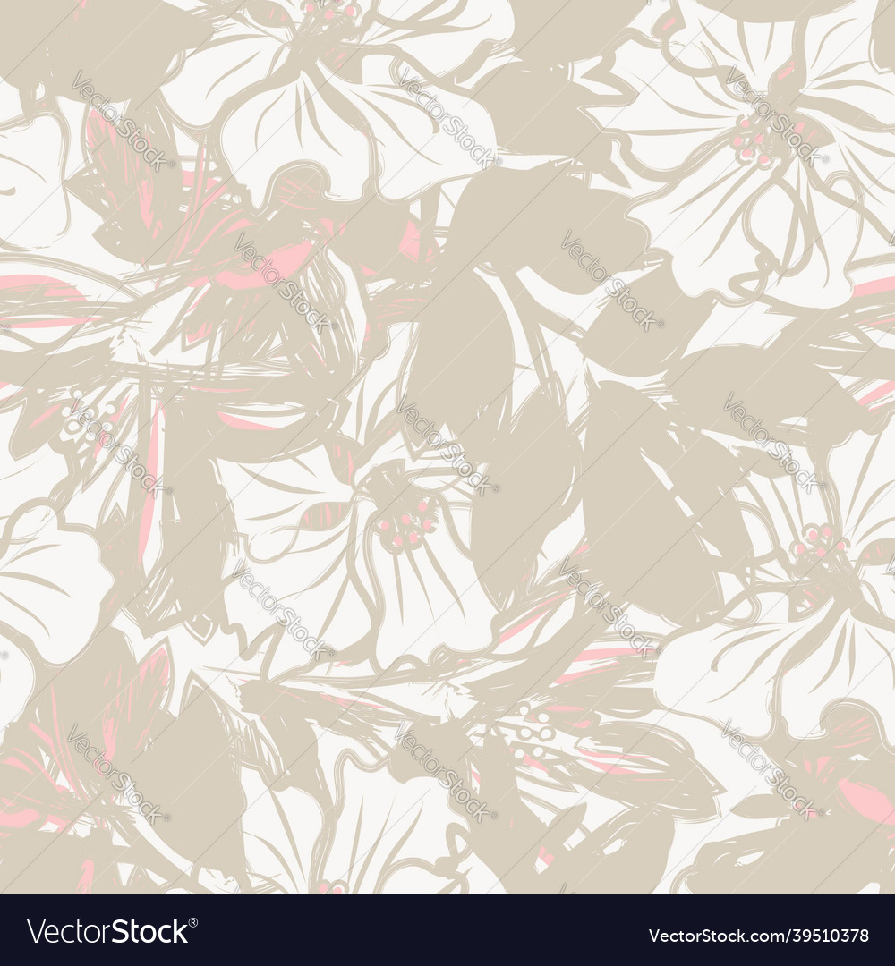 Floral brush strokes seamless pattern background Vector Image