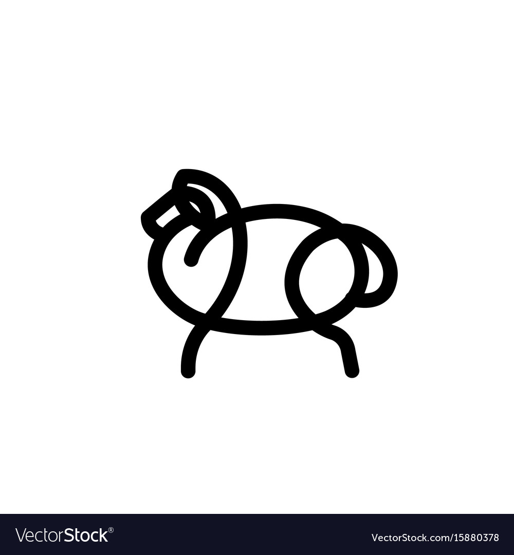 Linear stylized drawing of sheep or ram Royalty Free Vector