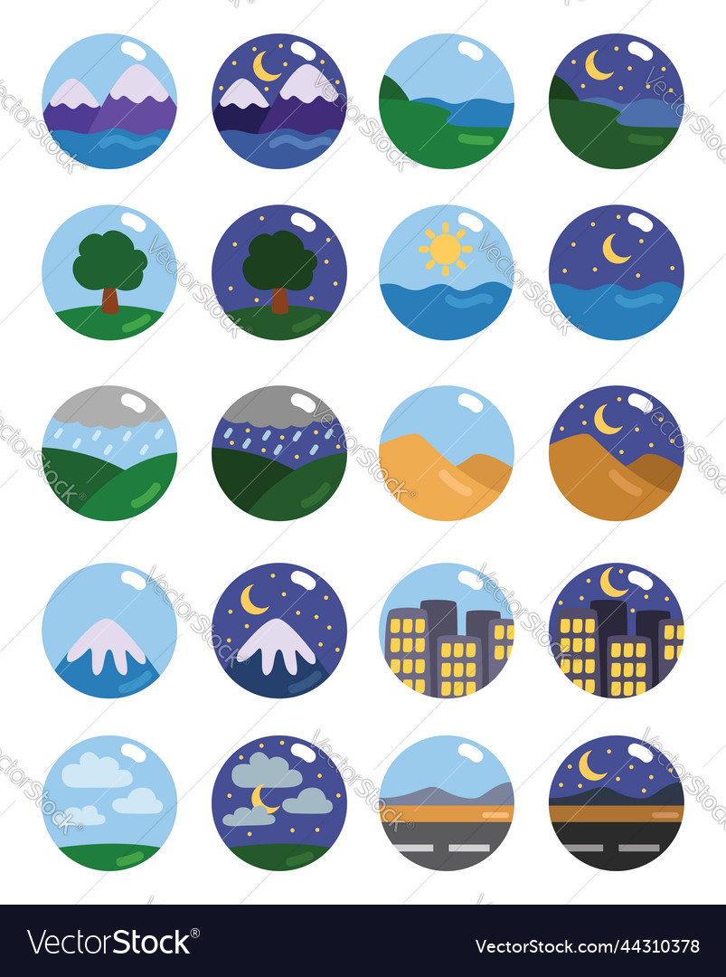 Nature landscapes on a white background Royalty Free Vector