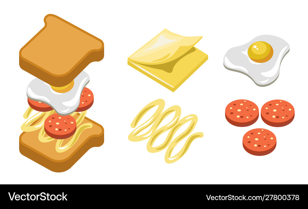 Pepperoni sandwich ingredients and separate layers
