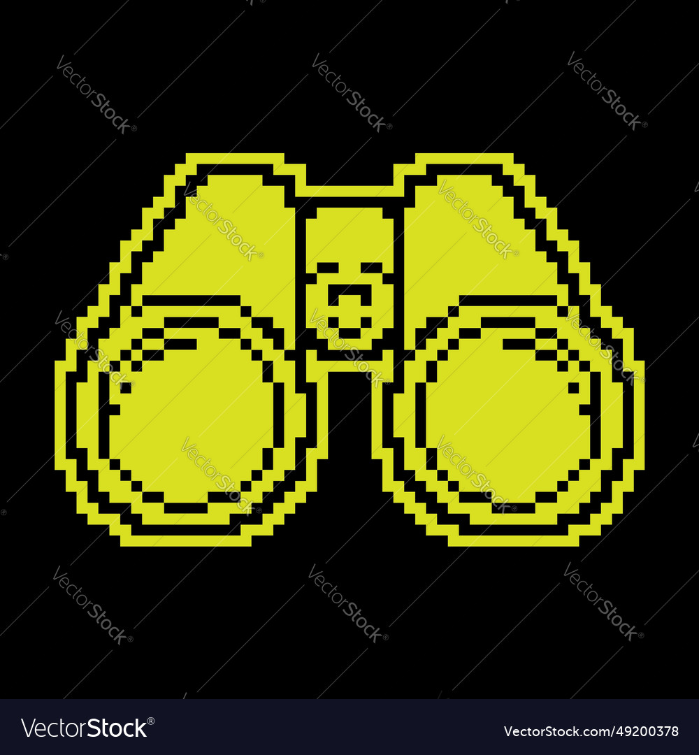 Pixel silhouette icon binoculars look ahead Vector Image