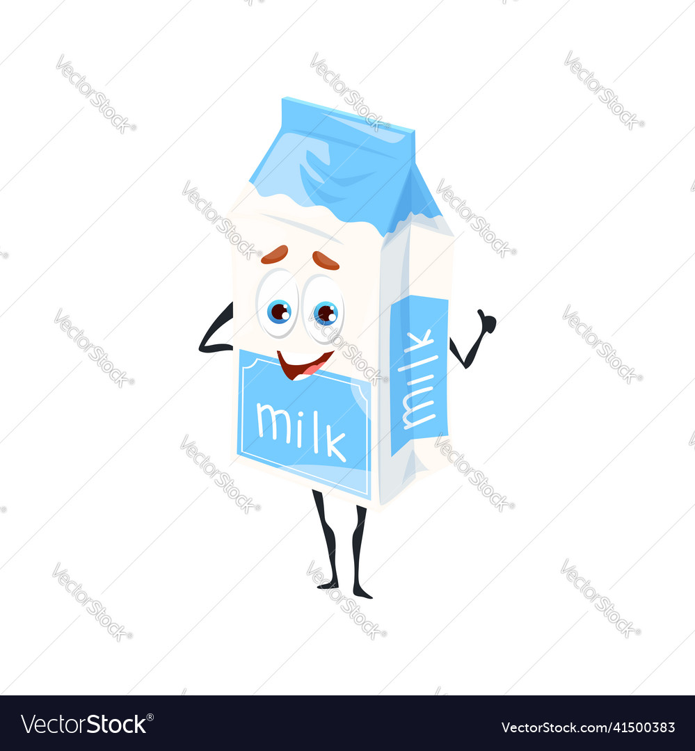 Cartoon funny milk character dairy food and drink Vector Image