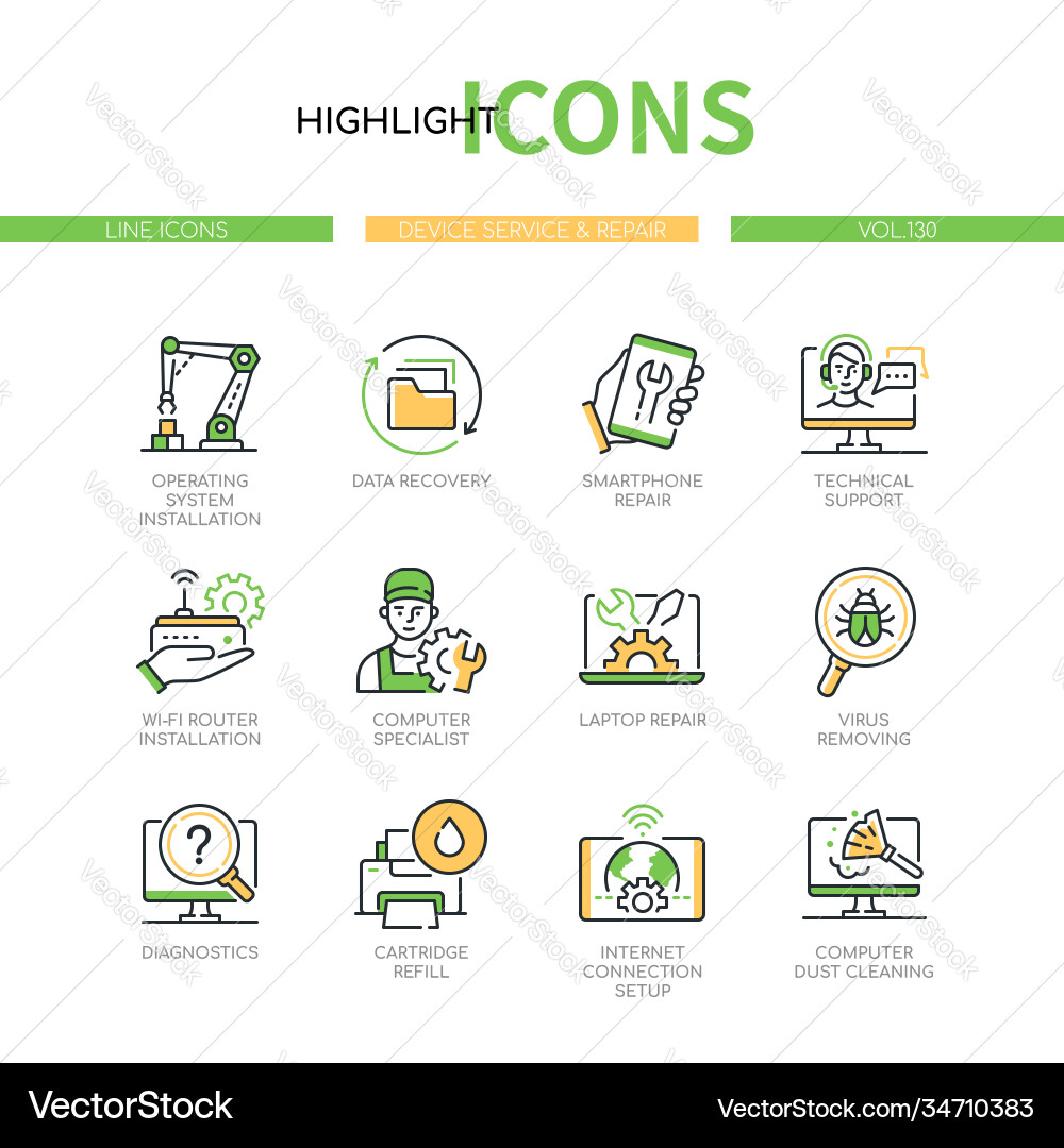 Device service and repair modern line design Vector Image