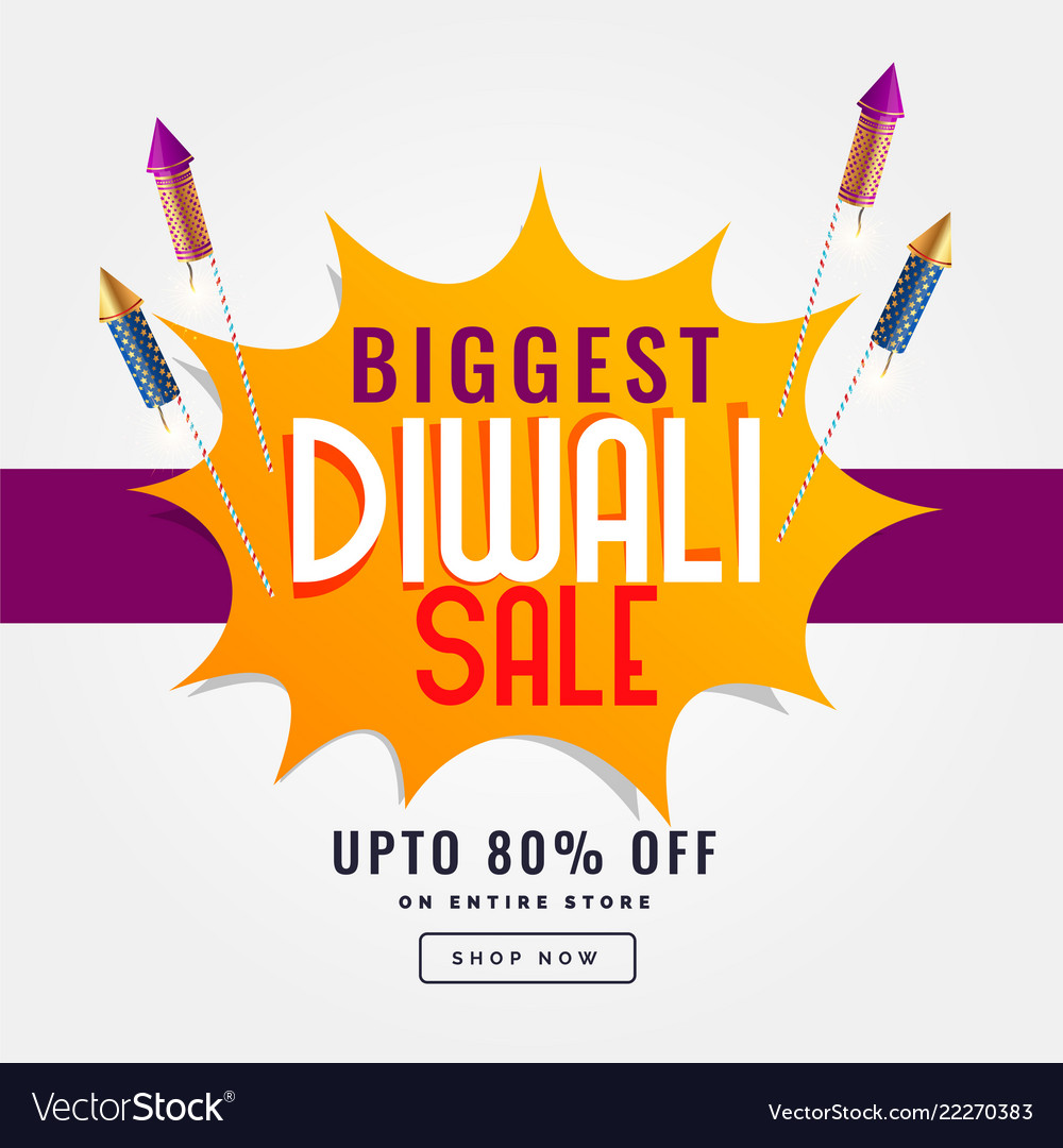Diwali festival sale banner with rocket cracker Vector Image