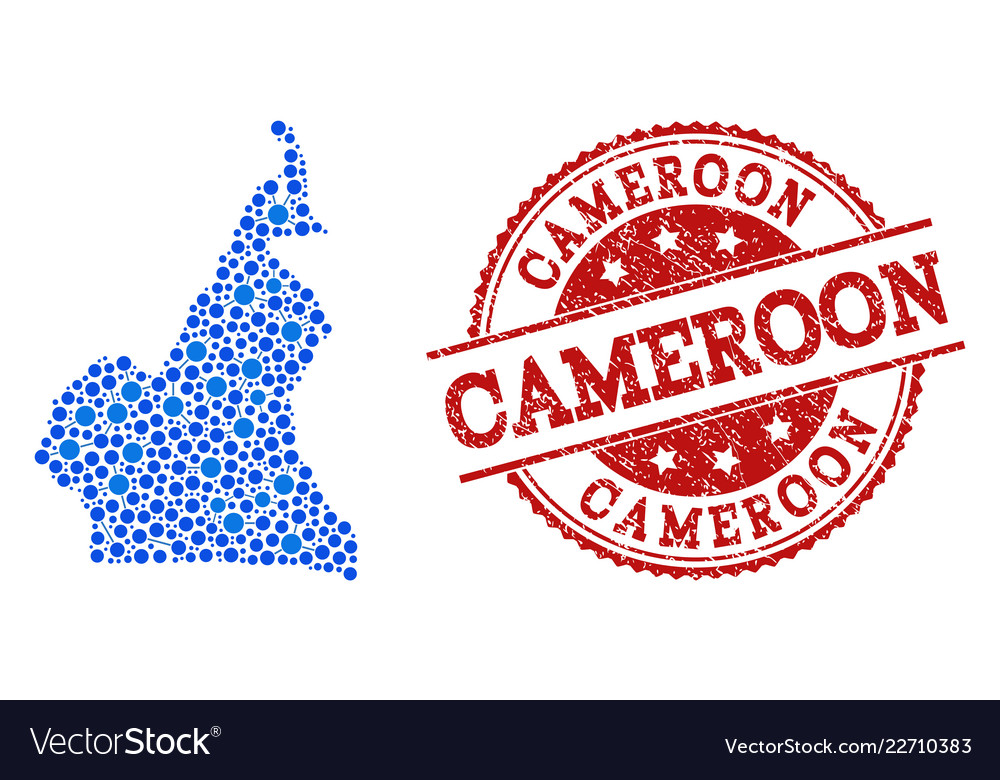 Mosaic map of cameroon with linked points Vector Image