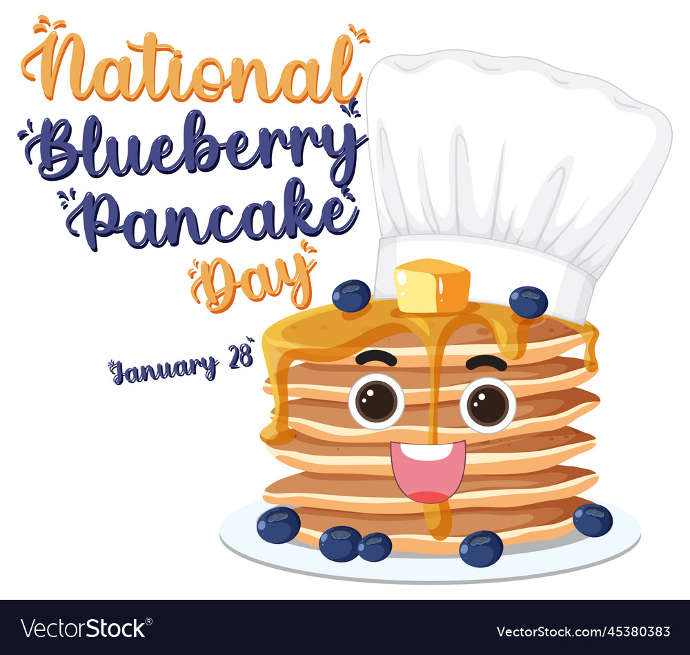 National blueberry pancake day banner Royalty Free Vector