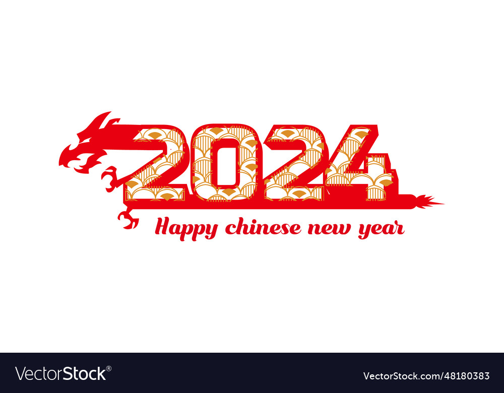 Red and gold happy lunar new year 2024 dragon Vector Image