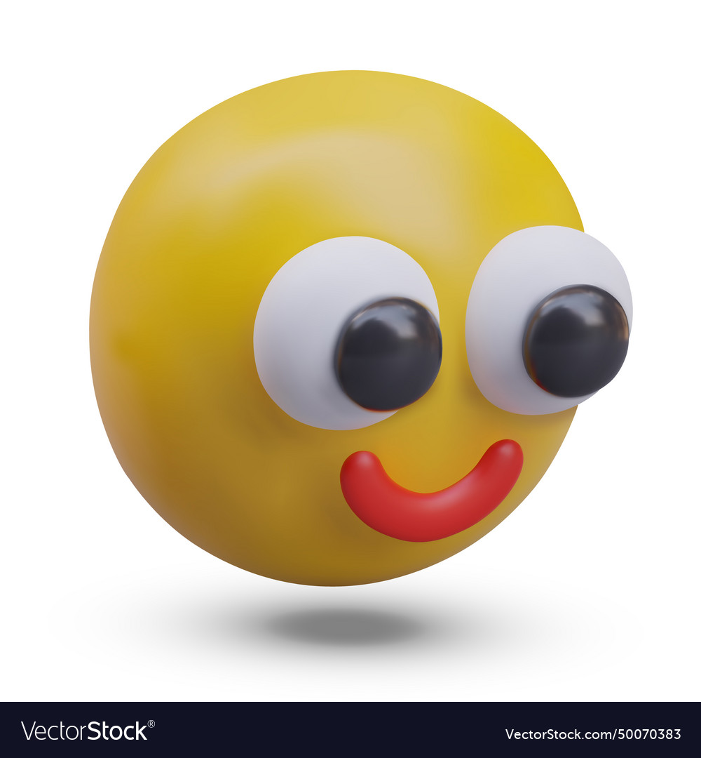 Round cute face with smile and big eyes emoticon Vector Image