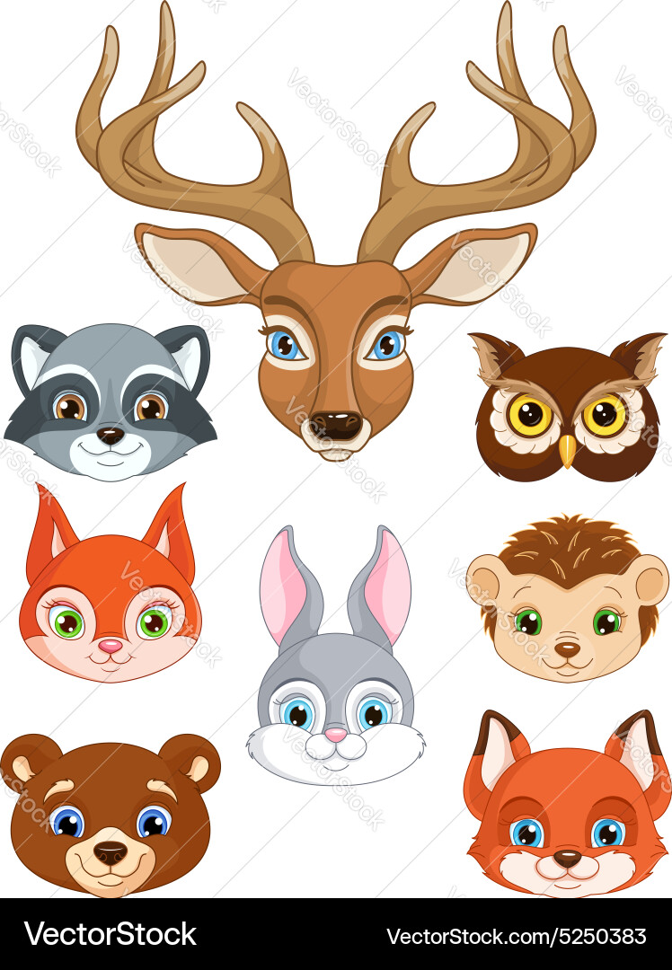 Set forest animals Royalty Free Vector Image - VectorStock