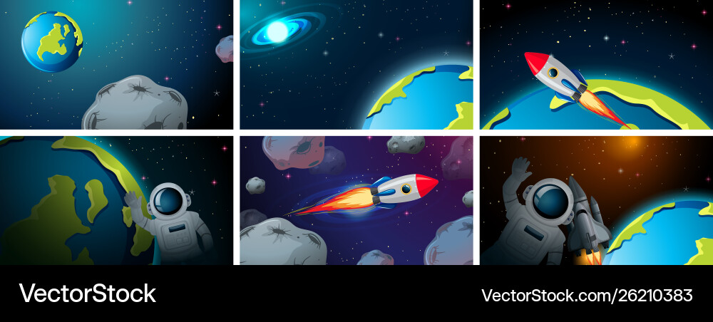 Set space scene Royalty Free Vector Image - VectorStock
