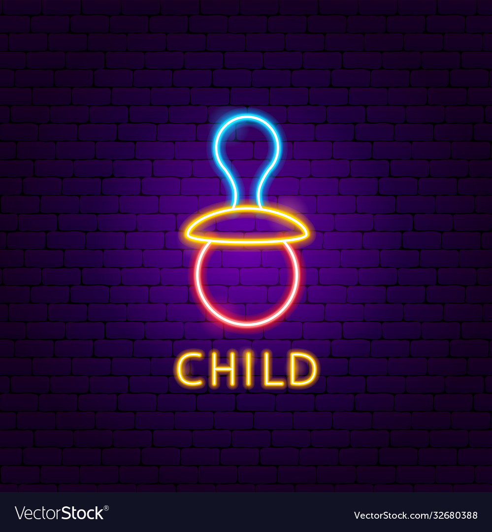 Child neon label vector image Child neon label