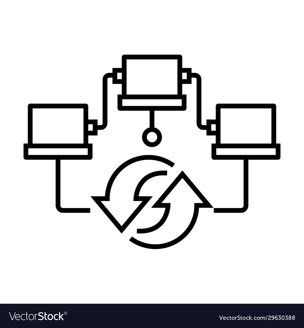 Computer network line icon concept sign outline Vector Image