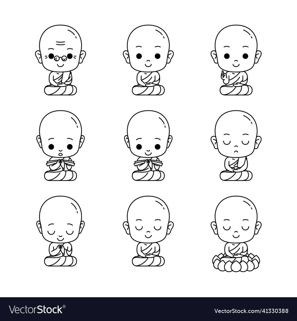 Cute monk cartoon outline Royalty Free Vector Image Cute monk cartoon outline Royalty Free Vector Image