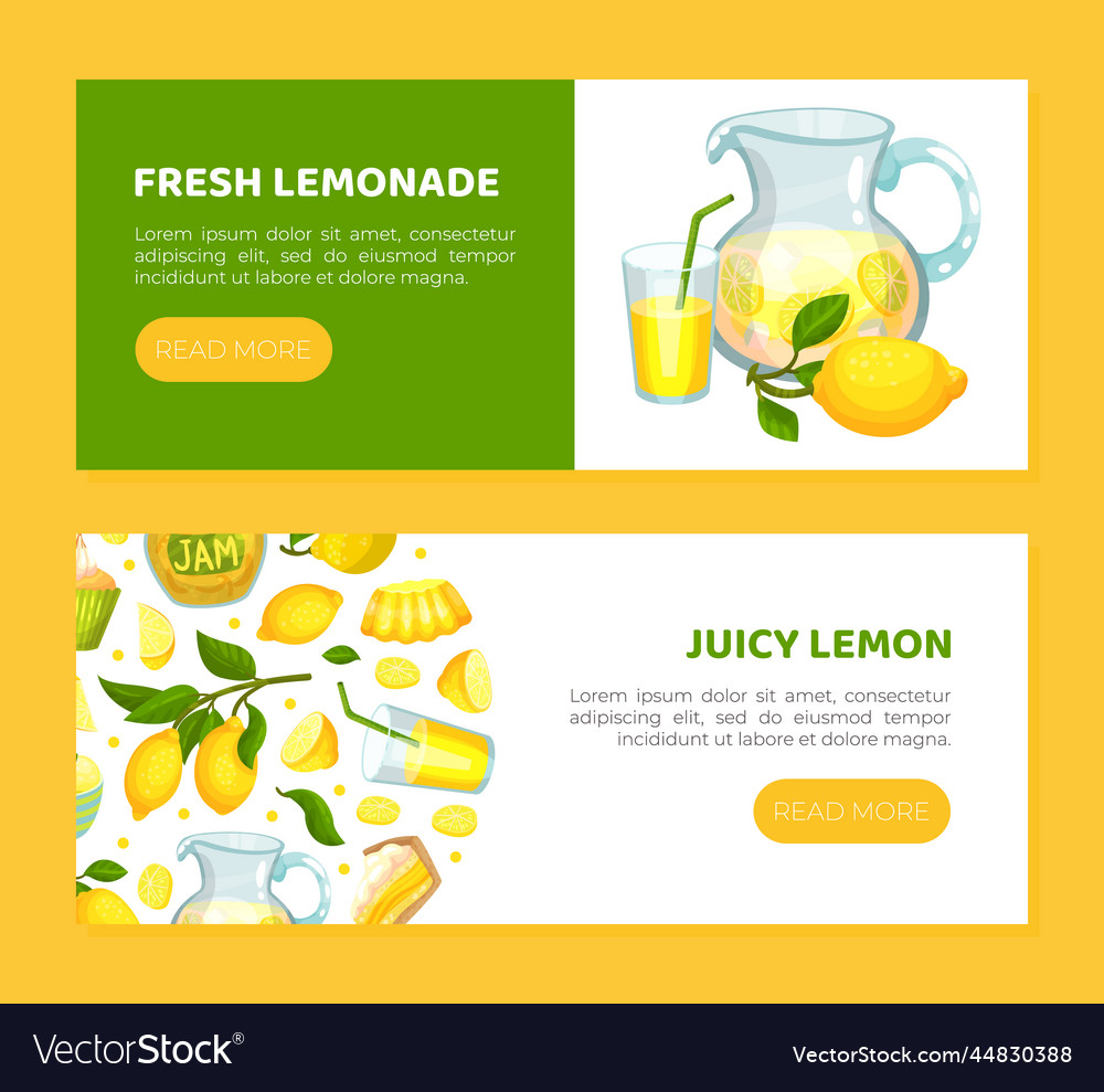 Fresh lemonade horizontal web banner templates Vector Image