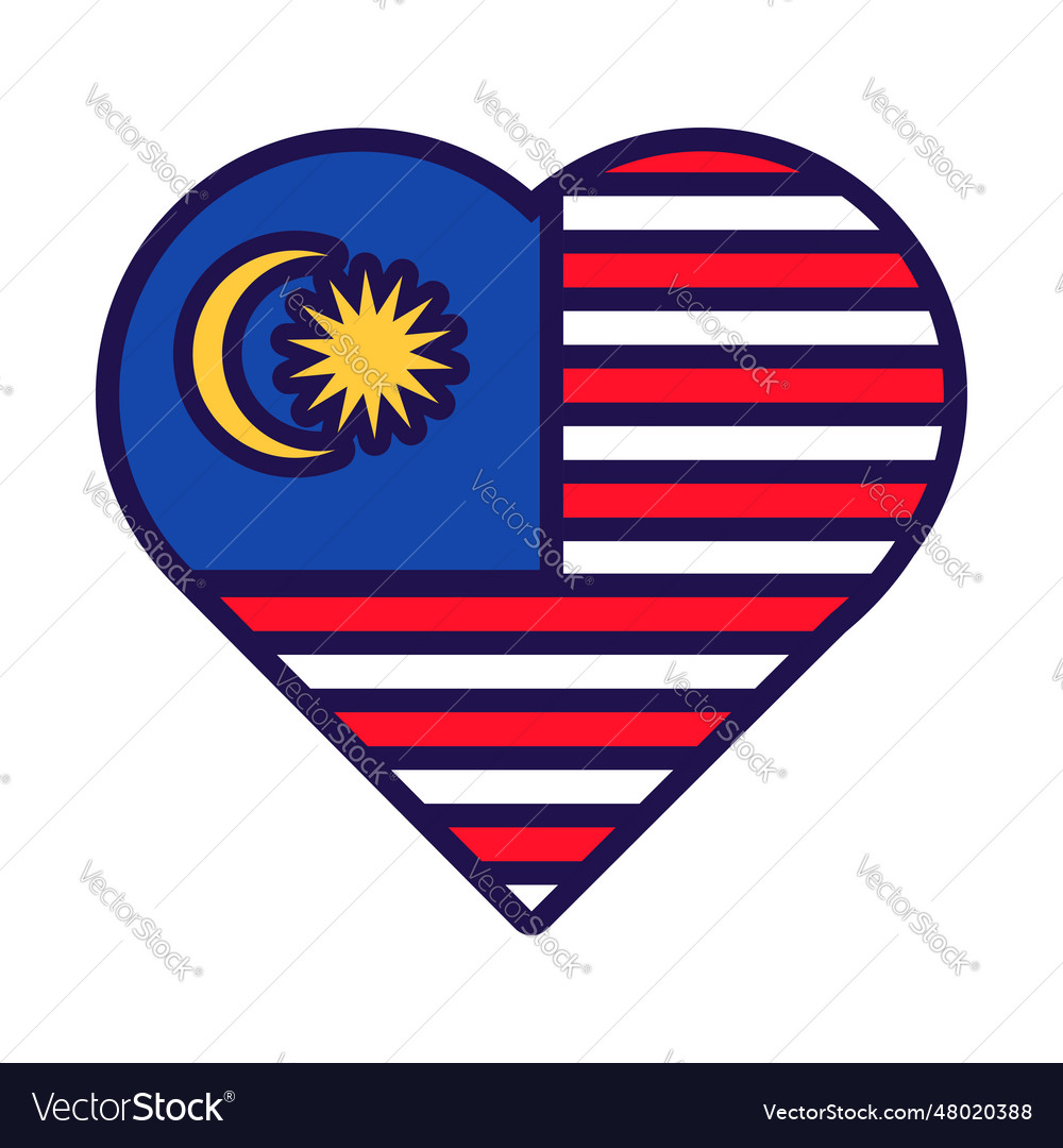 Malaysia flag festive patriot heart outline icon Vector Image