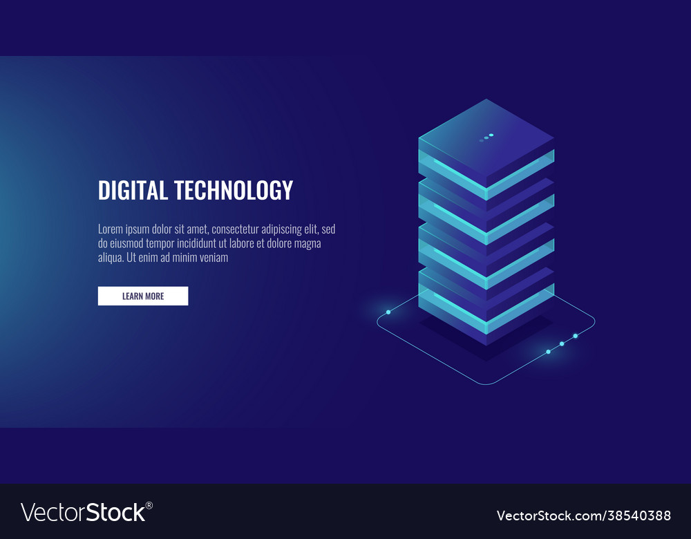 Web hosting icon data processing unit isometric Vector Image
