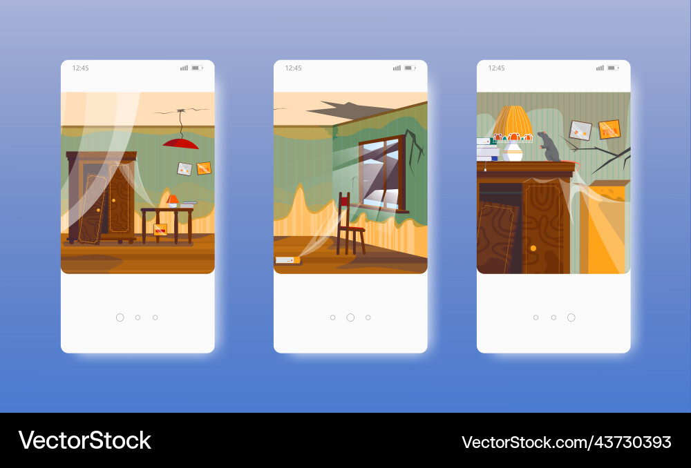 Abandoned apartment empty dirty living room Vector Image