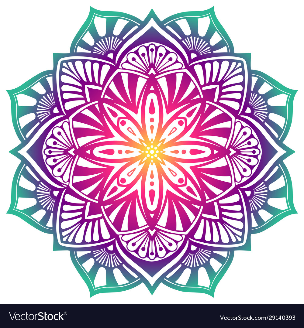 Decorative mandala in purple green colors Vector Image