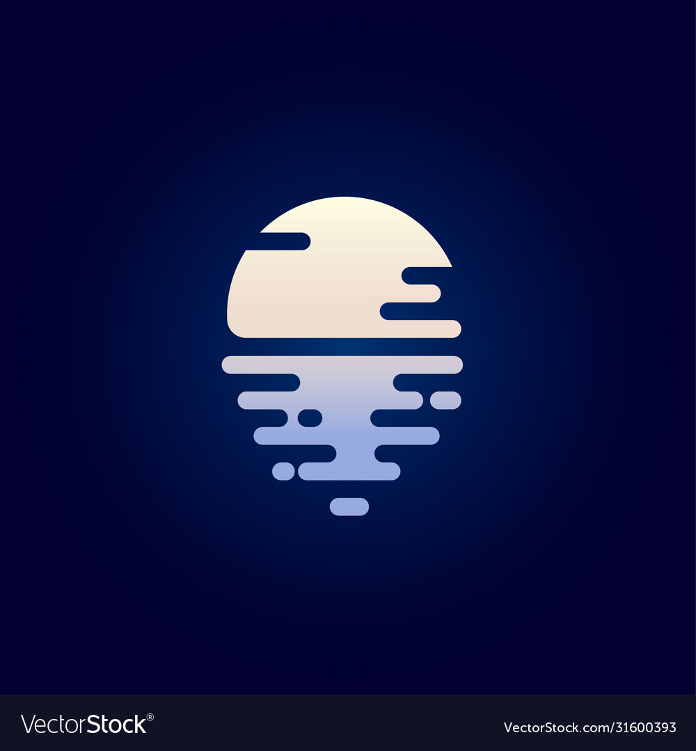 Moon And Reflection Flat Icon Moonlight Logo Vector Image