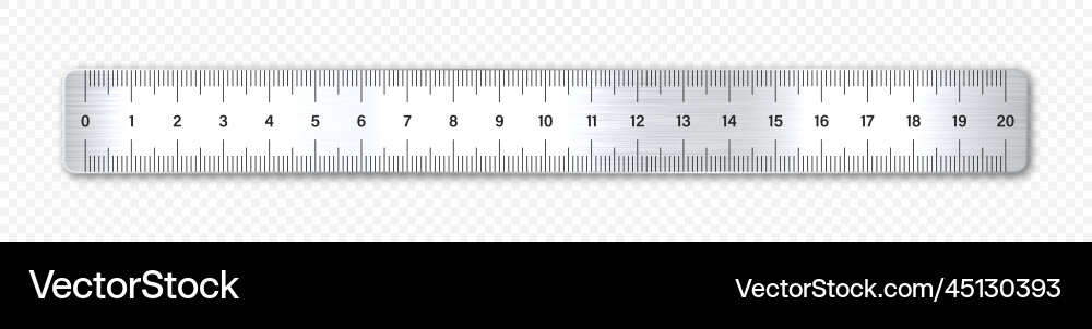 Realistic brushed metal ruler with measurement Vector Image