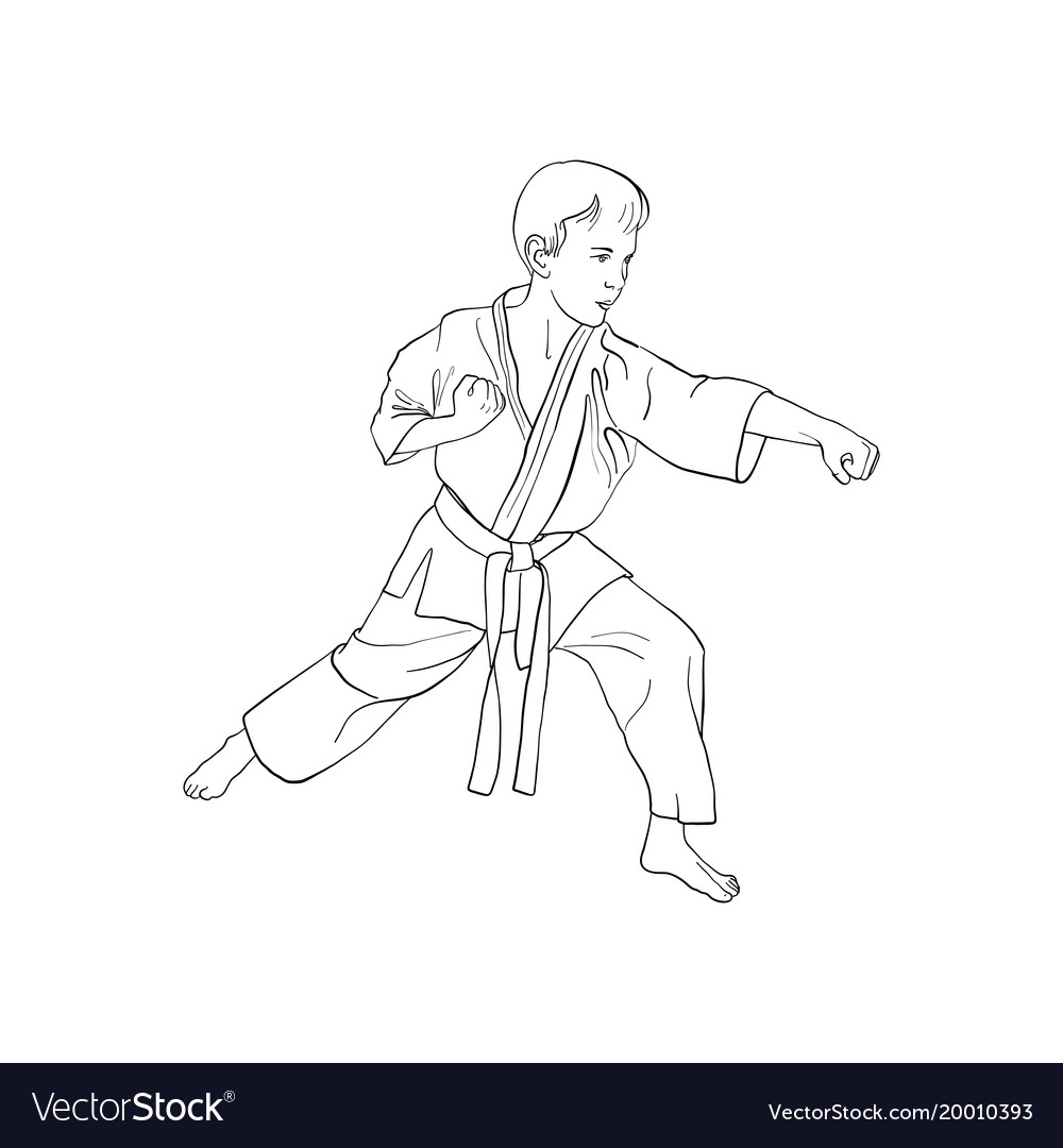 Young karate boy Royalty Free Vector Image - VectorStock