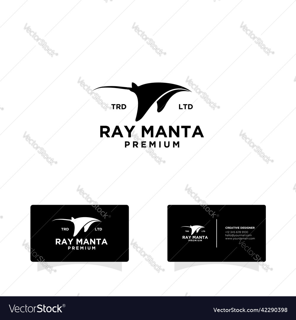 Black manta ray logo design Royalty Free Vector Image