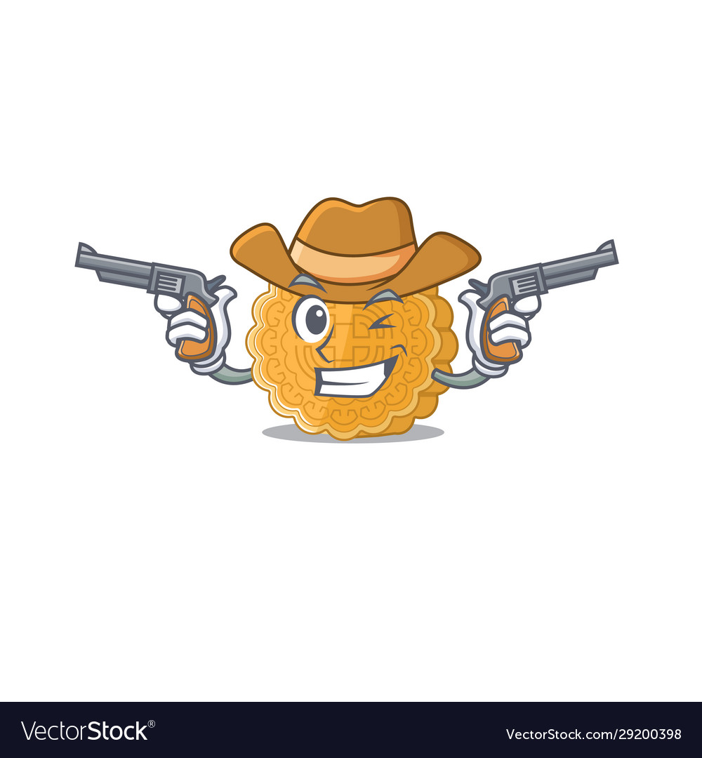 Chinese mooncake dressed as a cowboy having guns Vector Image