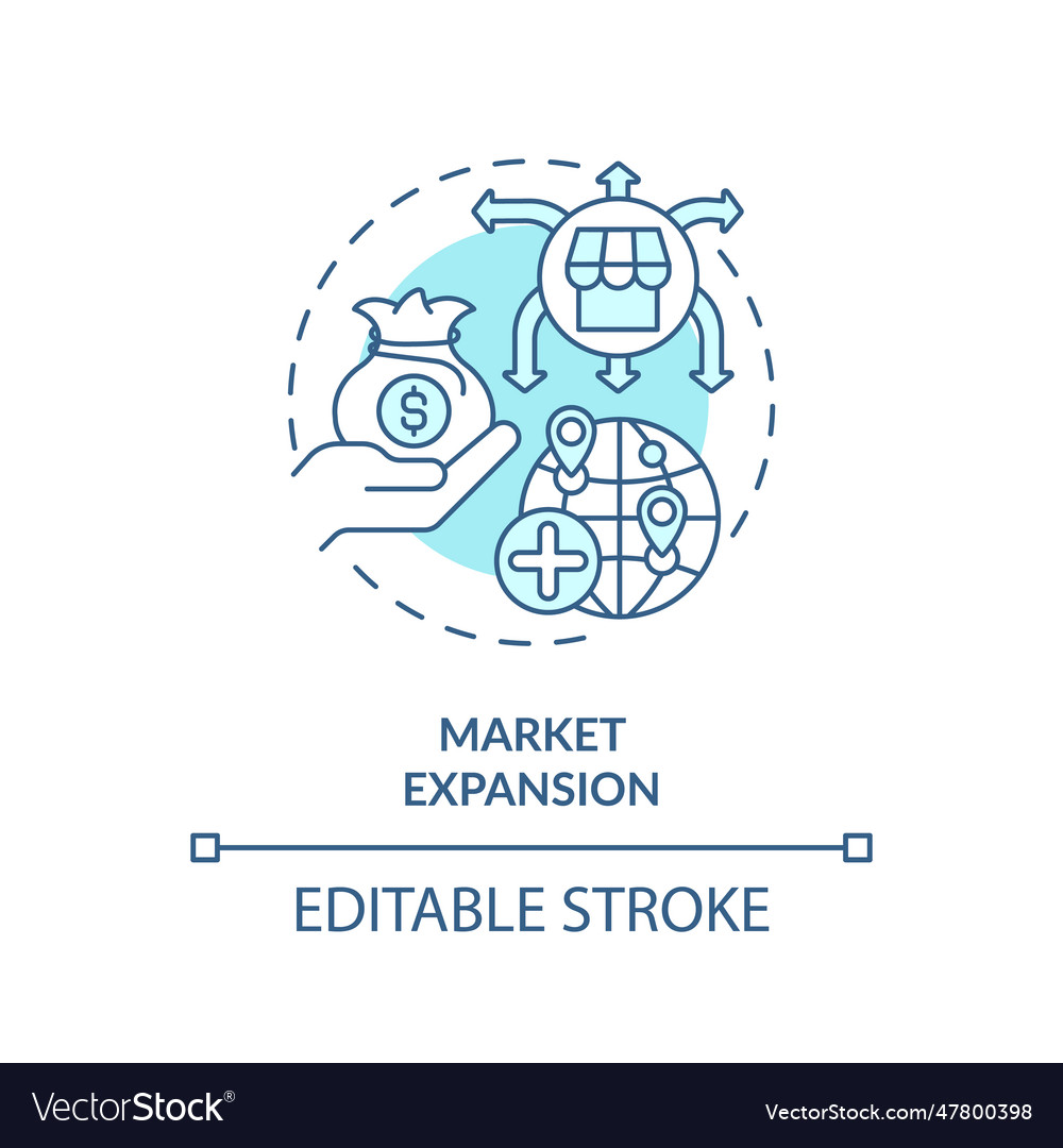 Customizable market expansion linear icon fdi