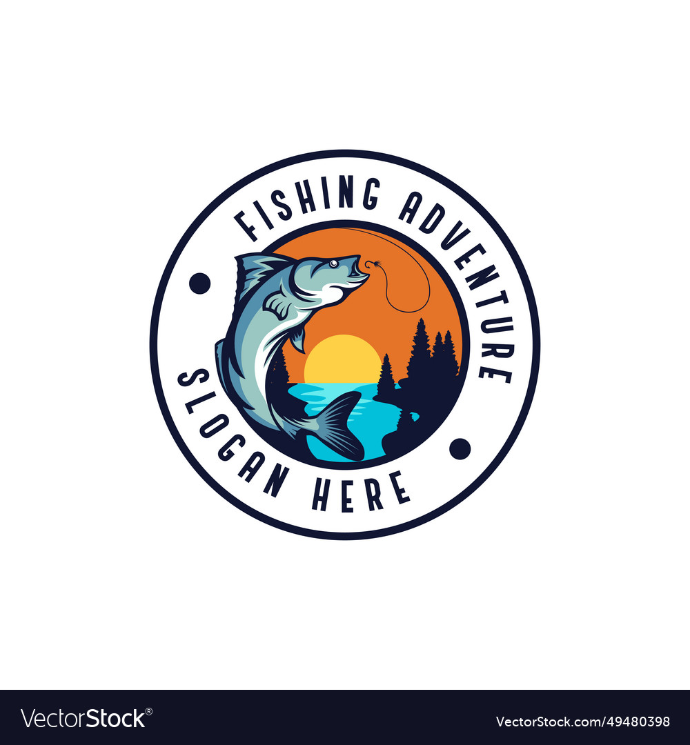 Fishing logo design template sport Royalty Free Vector Image