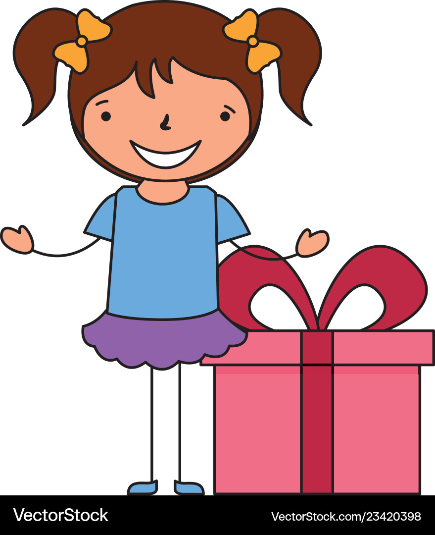 Happy girl with gift box Royalty Free Vector Image