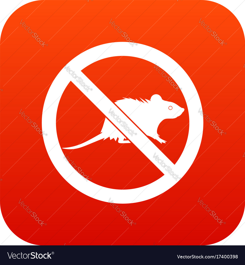 No rats sign icon digital red Royalty Free Vector Image