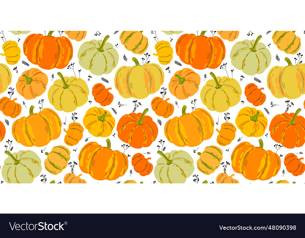 Seamless pattern of colorful pumpkins flat style Vector Image