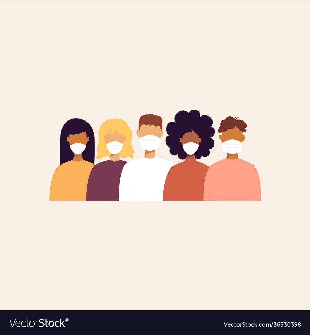Trendy People With Masks Royalty Free Vector Image Trendy People With Masks Royalty Free Vector Image