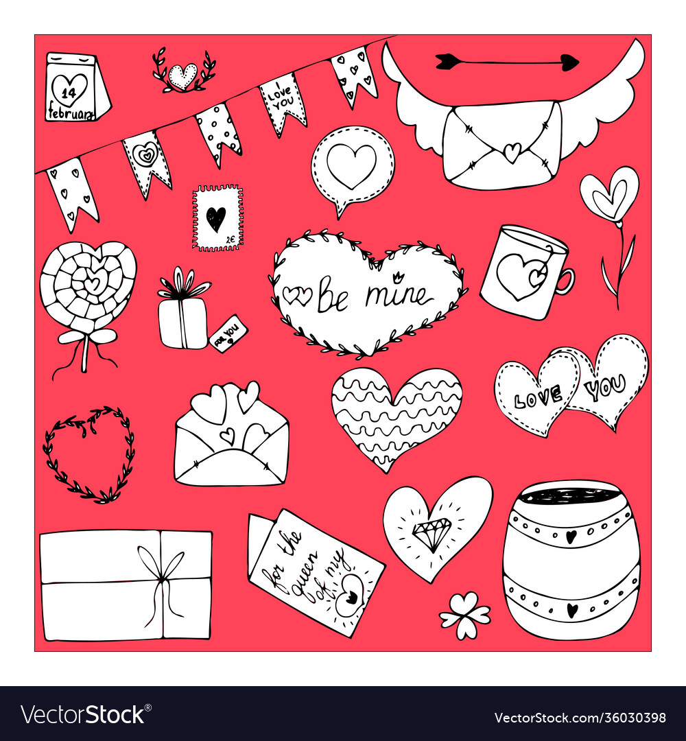 Valentines Day Set Royalty Free Vector Image Vectorstock 1656