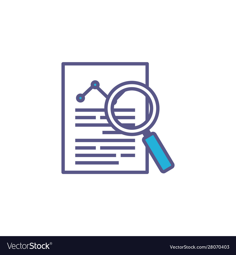 Document with magnifying glass fill style icon Vector Image