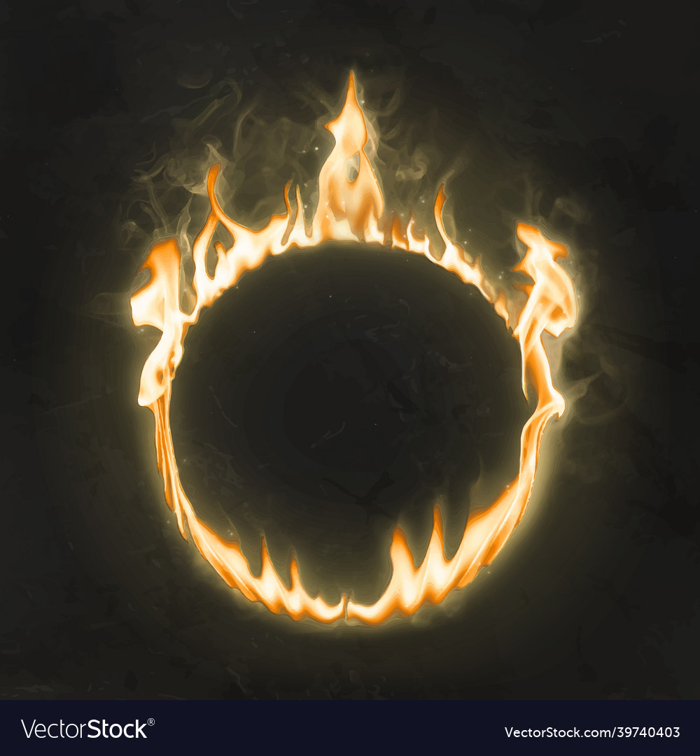 Flame frame circle shape realistic burning fire Vector Image