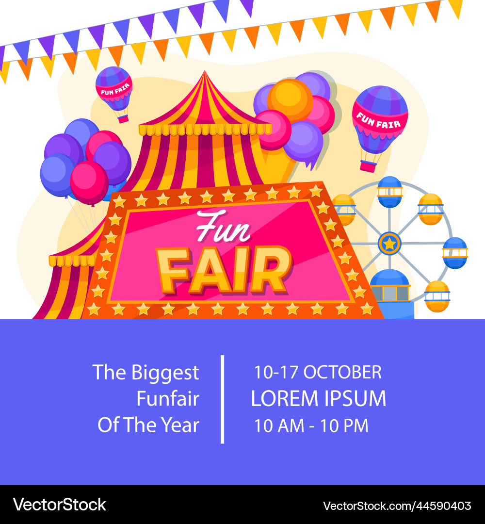Funfair festival amusement park posts set Vector Image