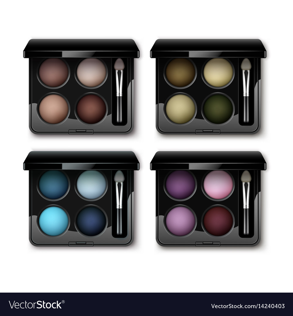Set multicolored eye shadows in case applicator Vector Image