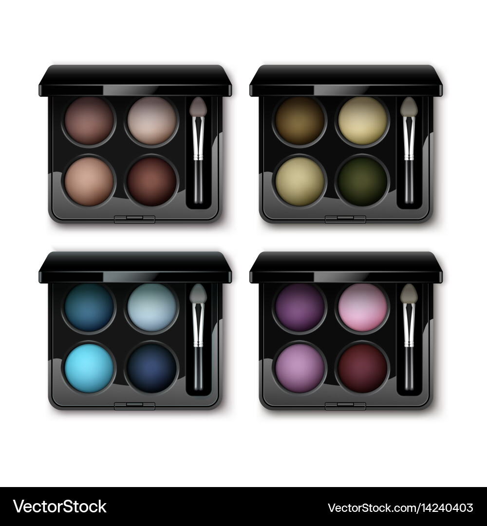 Set of multicolored eye shadows in case applicator
