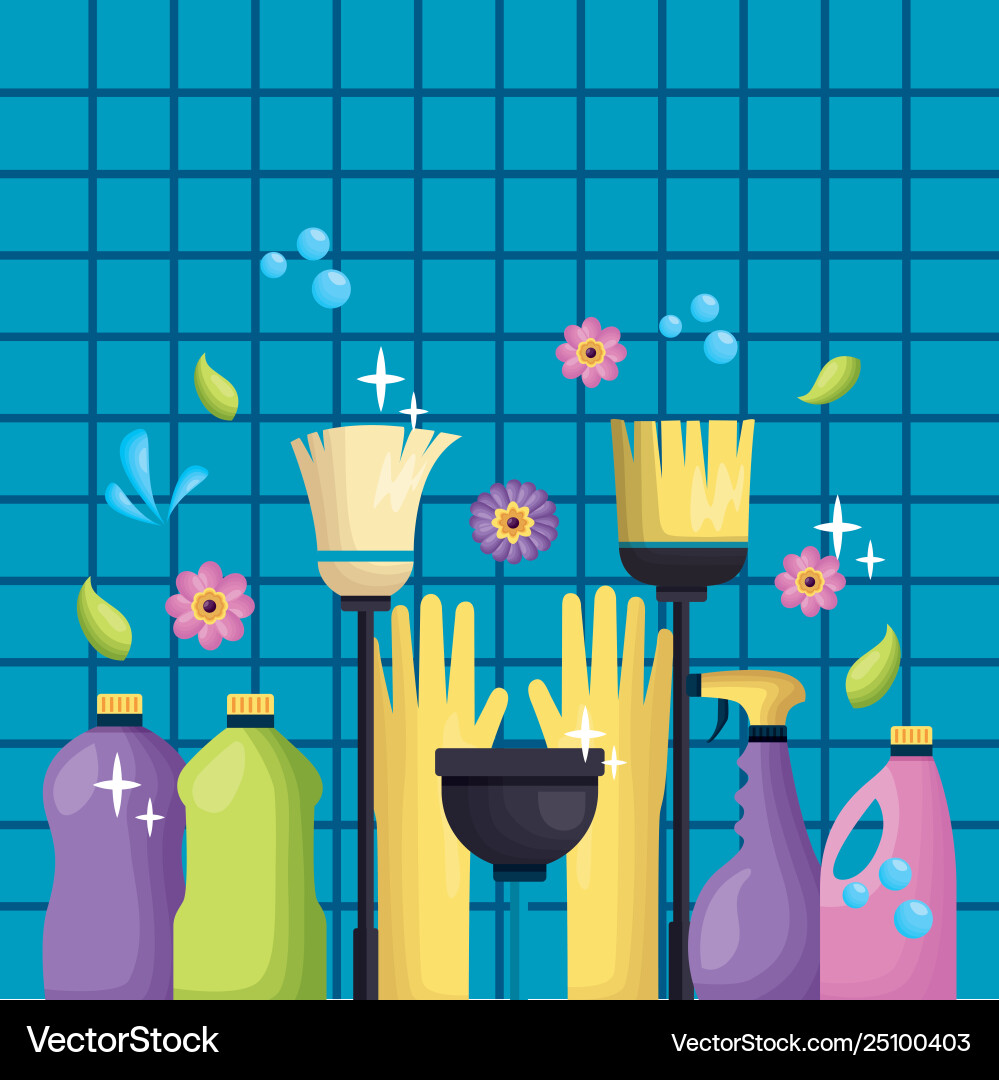 Spring cleaning tools Royalty Free Vector Image