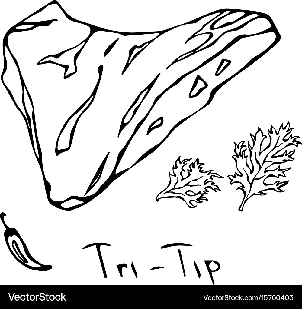 Tri Tip Steak Cut Isolated On White Royalty Free Vector